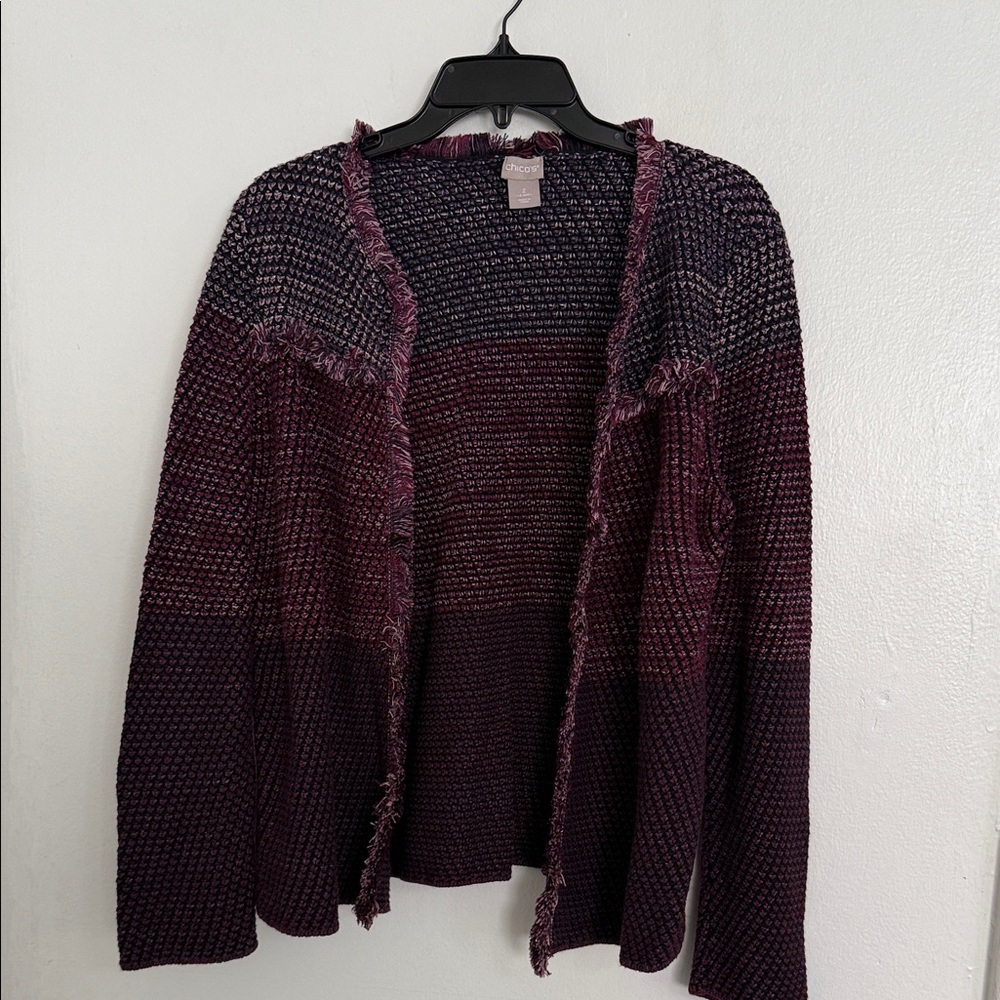 Chico's Burgundy and Purple Knit Cardigan